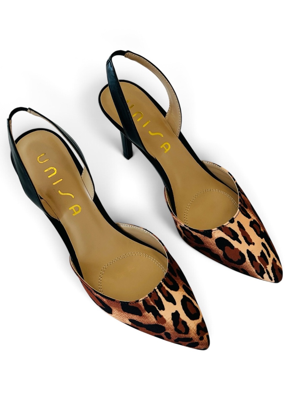 Unisa Leopard Print Pointed Slingback Heels, Size 8.5 NWB